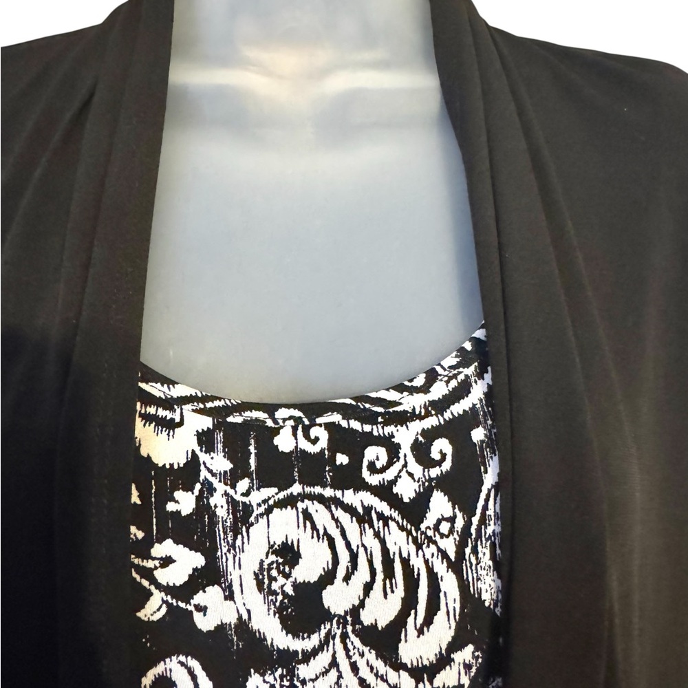 JM Collection Black/White Layered LOOK TOP XSMALL  #F - Picture 2 of 7